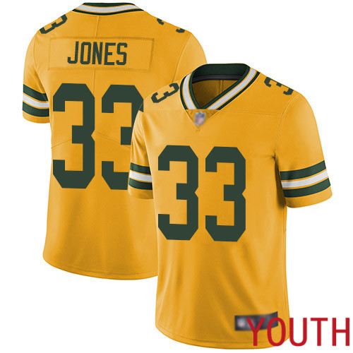 Green Bay Packers Limited Gold Youth 33 Jones Aaron Jersey Nike NFL Rush Vapor Untouchable